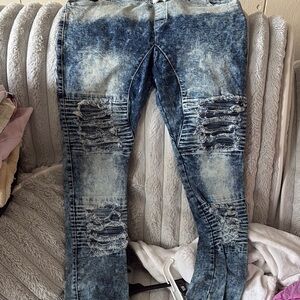 Men's Distressed Blue Jeans